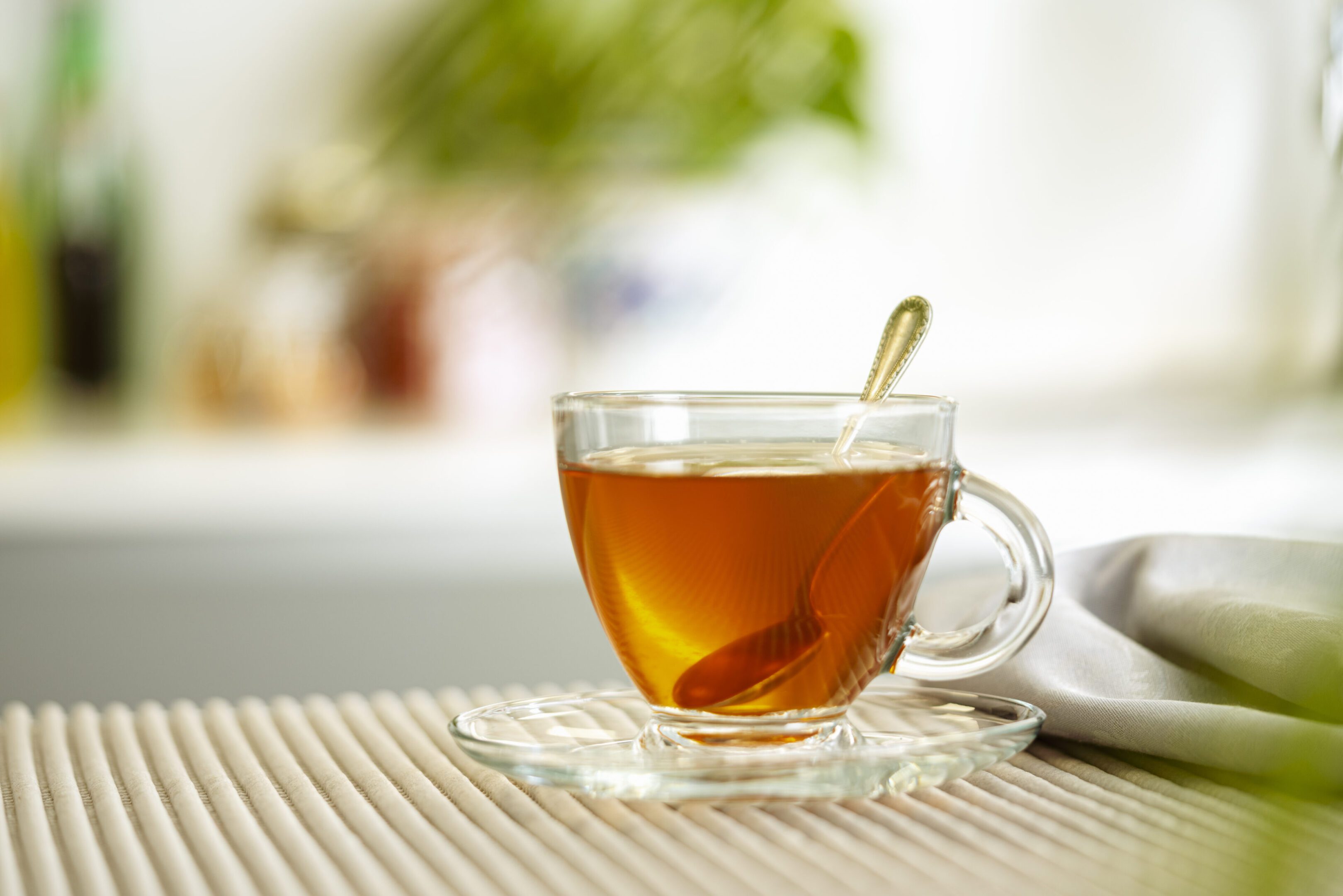 Close up of hot tea cup